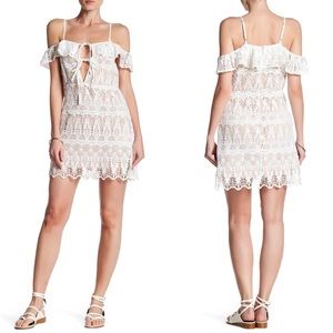 lucca couture • ruffle cold shoulder lace dress